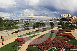 Parque de la Arganzuela, Bridge over the river Manzanares in Madrid, Spain