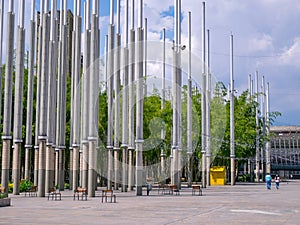 Parque de las Luces Park of the Lights Cisneros Square in Medellin, Colombia photo