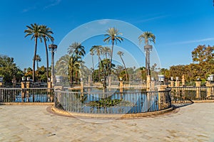 Parque de Maria Luisa is a famous public park in Sevilla, along the Guadalquivir River, Andalusia photo