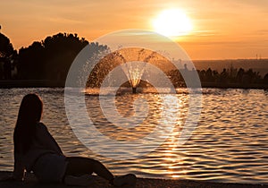 Parque del Oeste at sunset, Madrid, Spain