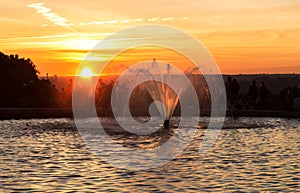 Parque del Oeste at sunset, Madrid, Spain