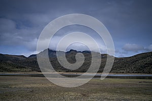 Parque Nacional Cotopaxi in Ecuador during a stormy day