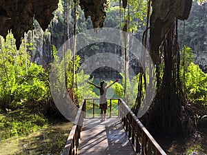 Parque Nacional Los Tres Ojos in Santo Domingo, landmark of Dominican Republic