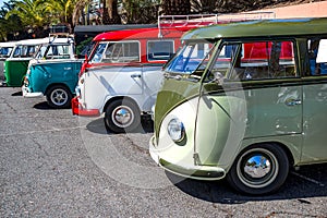 Parqued retro vehicles with trunk
