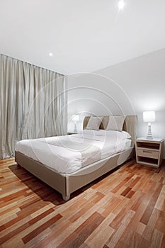 Parquet floor in bedroom