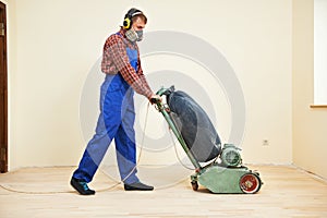 Parquet Floor maintenance by grinding machine