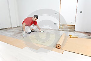 Parquet Floor work with cork layer