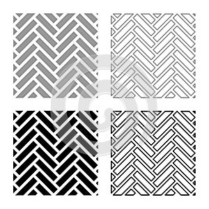 Parquet parquetry wooden floor timber interior nature material set icon grey black color vector illustration image solid fill