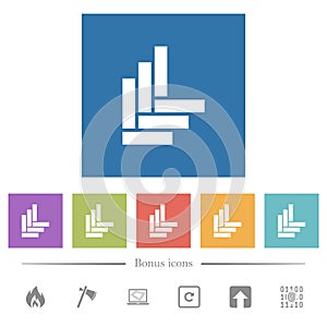 Parquet pattern flat white icons in square backgrounds