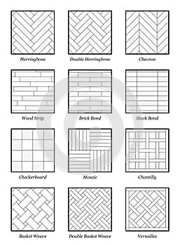 Parquet Patterns Collection Outline Illustration