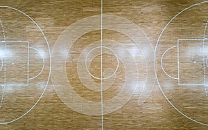 Parquet playing court for basketball