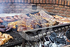 Parrilla Argentina, traditional barbecue made with photo