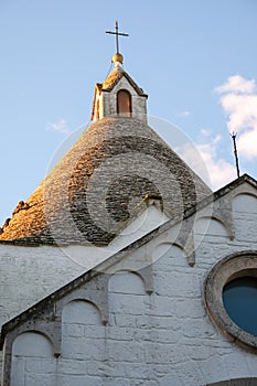 Parrocchia Sant`Antonio. Church built in the traditional trulli style in the town of Alberobello in the Itria Valley, Puglia