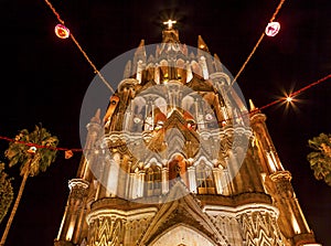Parroquia Church Night San Miguel de Allende Mexico photo