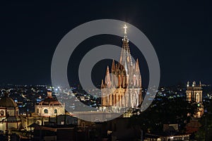 The Parroquia church, San Miguel de Allende at Night