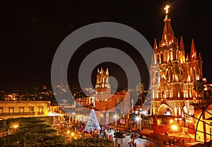 Parroquia Jardin Church Night San Miguel de Allende Mexico photo