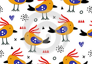 Parrot bird jungle seamless pattern