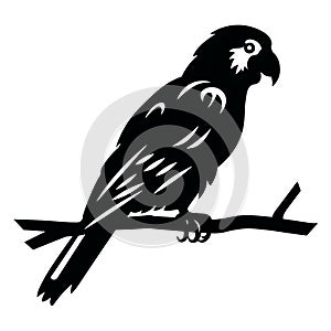 Parrot black icon on white background. Parrot silhouette