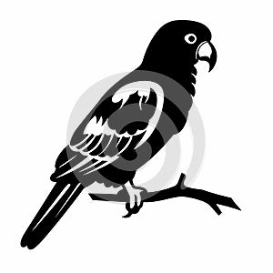 Parrot black icon on white background. Parrot silhouette
