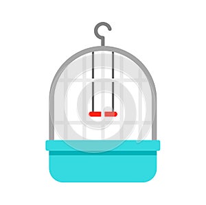 Parrot cage icon, flat style