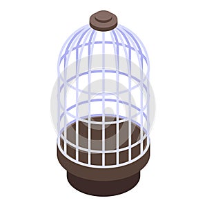 Parrot cage icon, isometric style