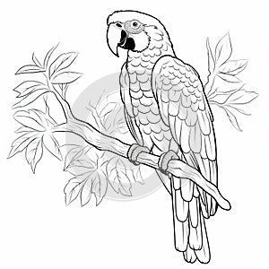 Parrot Coloring Page: Nature-inspired Camouflage In Bamileke Art Style