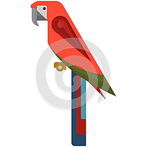 Parrot flat vector, macaw icon, tropical bird logo