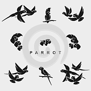 Parrot set. Collection icon parrot. Vector