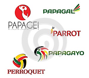 Parrot set of logos