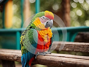 A parrot is sitting on a tree branch. Ai Generated