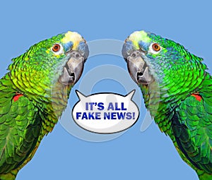 Parrot speech bubble saying fake news