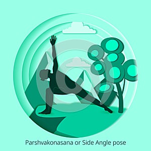Parshvakonasana pose. Banner photo