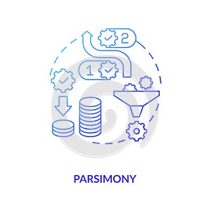 Parsimony concept icon photo