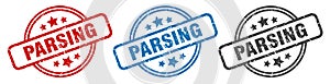 parsing stamp. parsing round isolated sign.