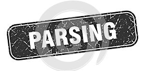 parsing stamp. parsing square grungy isolated sign.