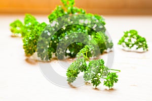 Parsley on the chopping board