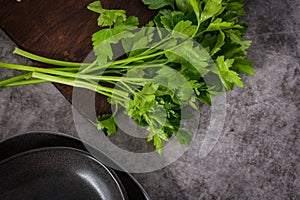 Parsley on kitchen countertop