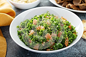 Parsley tabbouleh with tomato and cous cous
