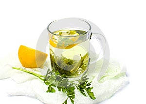 Parsley tea with lemon and lime