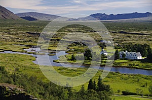 Parsonage and Church at Pingvellir, Iceland photo