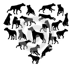 Parsons Terrier Dog Heart Silhouette Concept