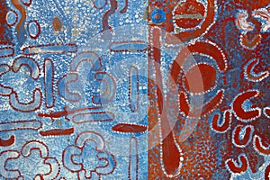 Part of an abstract native Aboriginal dots painting, Australia