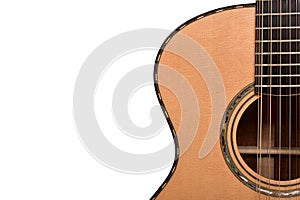 Part of an acoustic guitar twelve strings