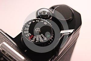 Shutter speed dial on analog camera