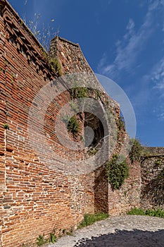 Part of the ancient defensive walls of the historic center of Montecarlo, Lucca, Italy