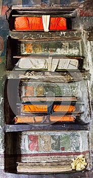 The part of the ancient Tibetan buddhist library. Himalayas, Lad