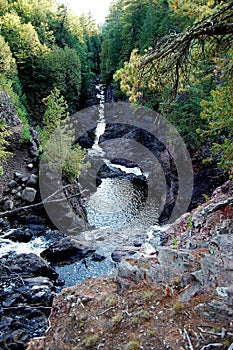Bad River with tall waterfall at Copper Falls photo