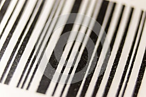 Part of bar code. Macro bar code label. Black and white. Business and finance concept. Expensive shopping concept