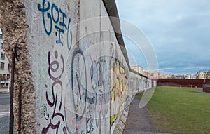 Part of the berlin wall close up graffiti