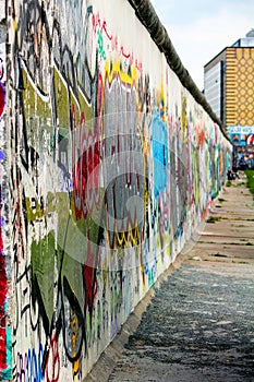 Part of the Berlin wall full of graffiti